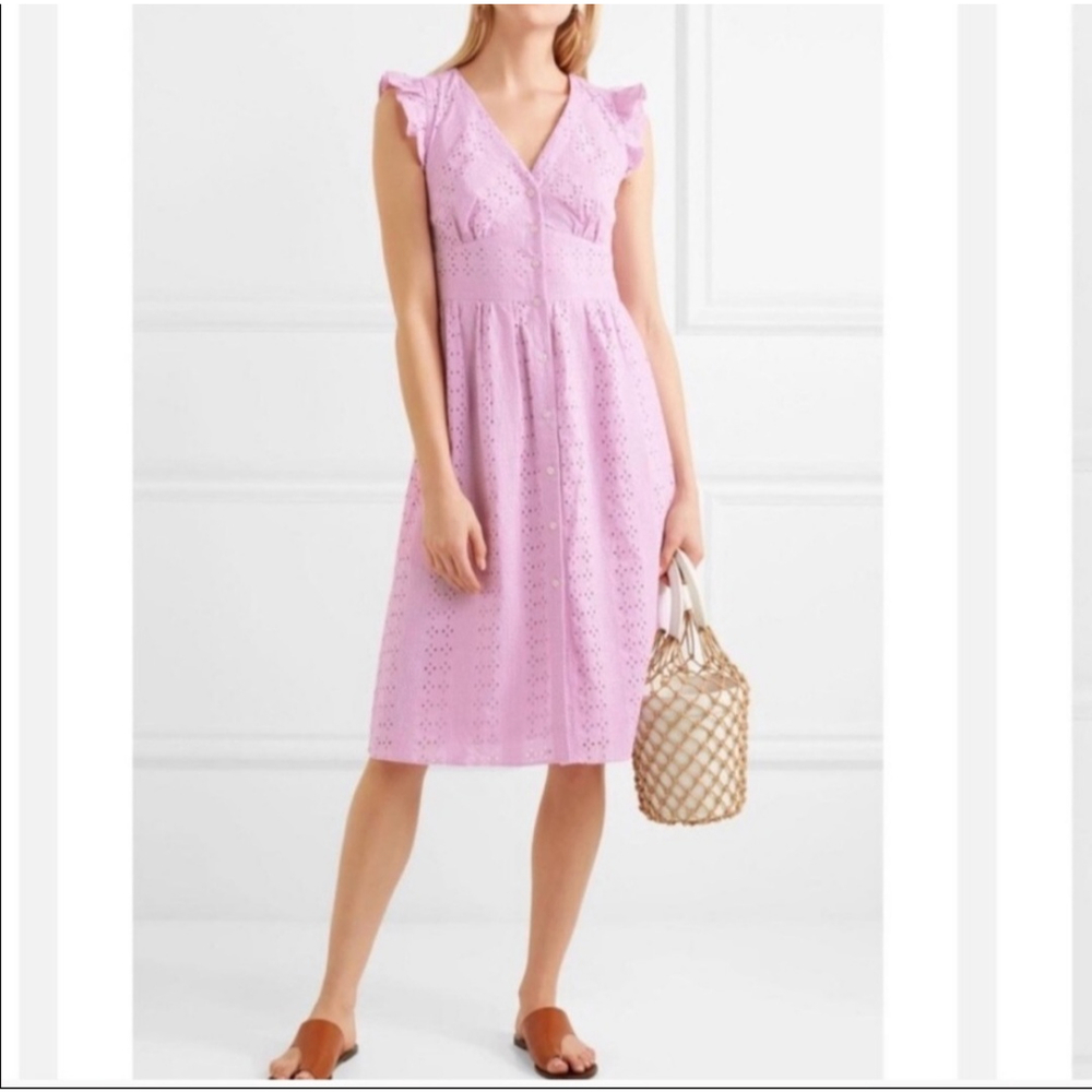 J. Crew Lavender Eyelet Flutter Sleeve Midi Dress Size 8